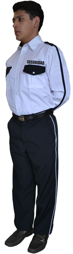 Uniforme de vestir pantalon negro con camisa blanca manga corta