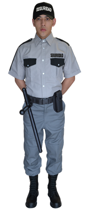 Uniforme Pantalón Comando gris con camisa de vestir gris manga corta con fornitura y equipo